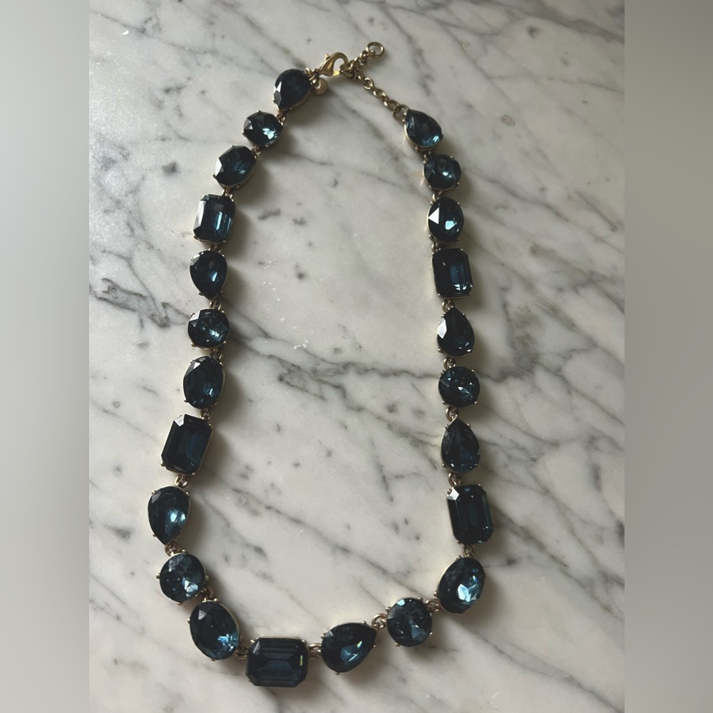 J.Crew blue jewels fashion necklace, gold tone